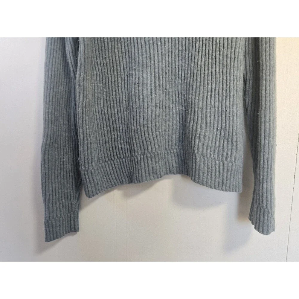Vintage J Crew Sweater Mens M Turtleneck 100% Wool Ribbed Knit Blue Preppy